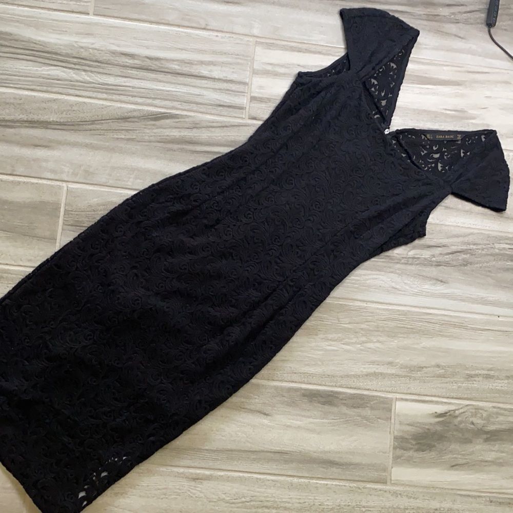 Zara Black Lace Midi Dress